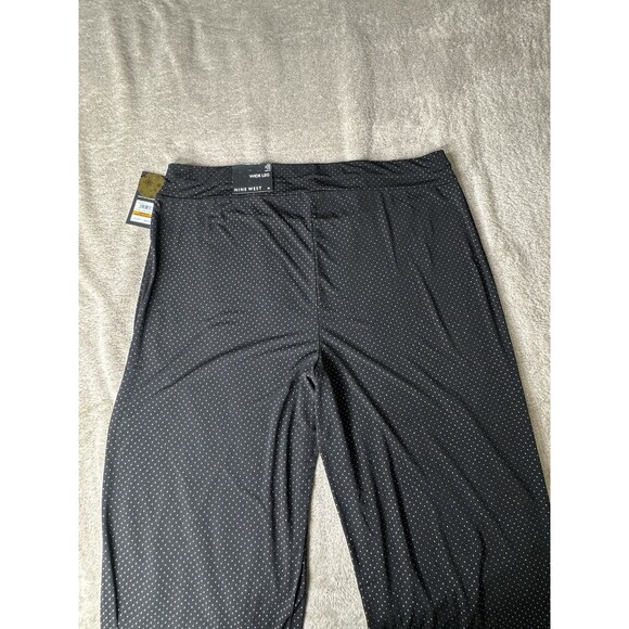 Nine West  Wide Leg Pull On Elastic Waist Pants  Black and Gold PLUS 3XL - Picture 4 of 13